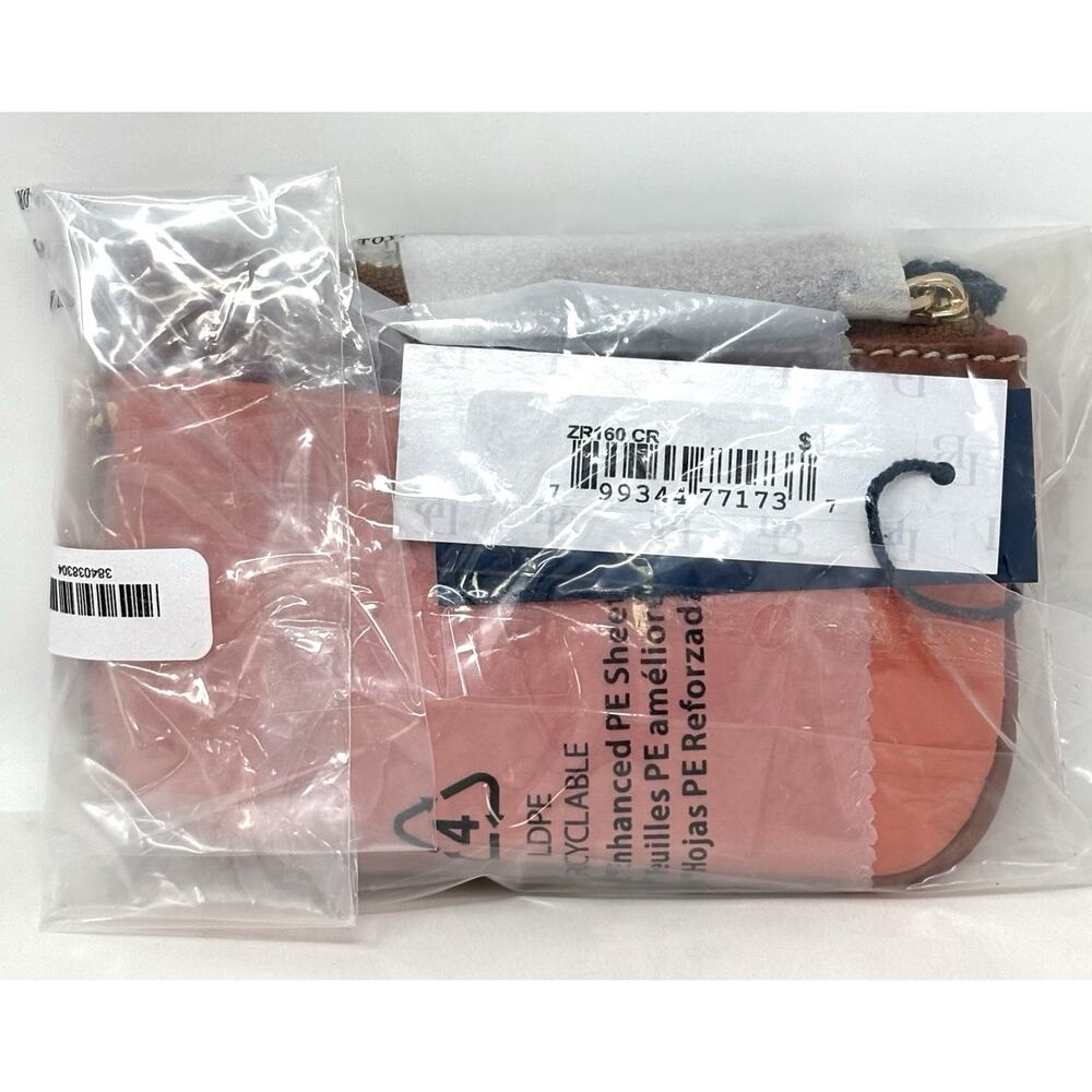 Dooney & Bourke Pebble Grain Coin Case Coral Zippered Pouch Interior Key Ring - Picture 13 of 14